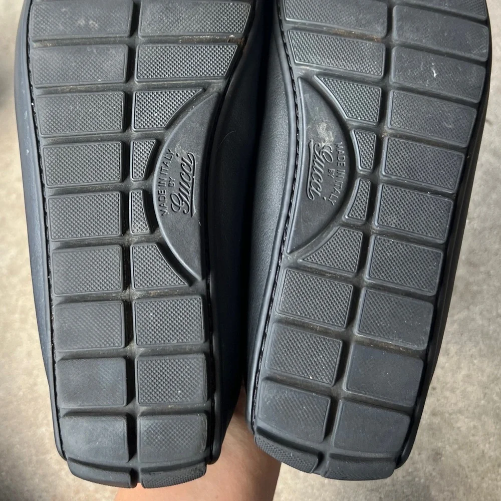 Gucci Authentic Embossed Black Leather Slip-On Loafers Men’s Sz 8.5
